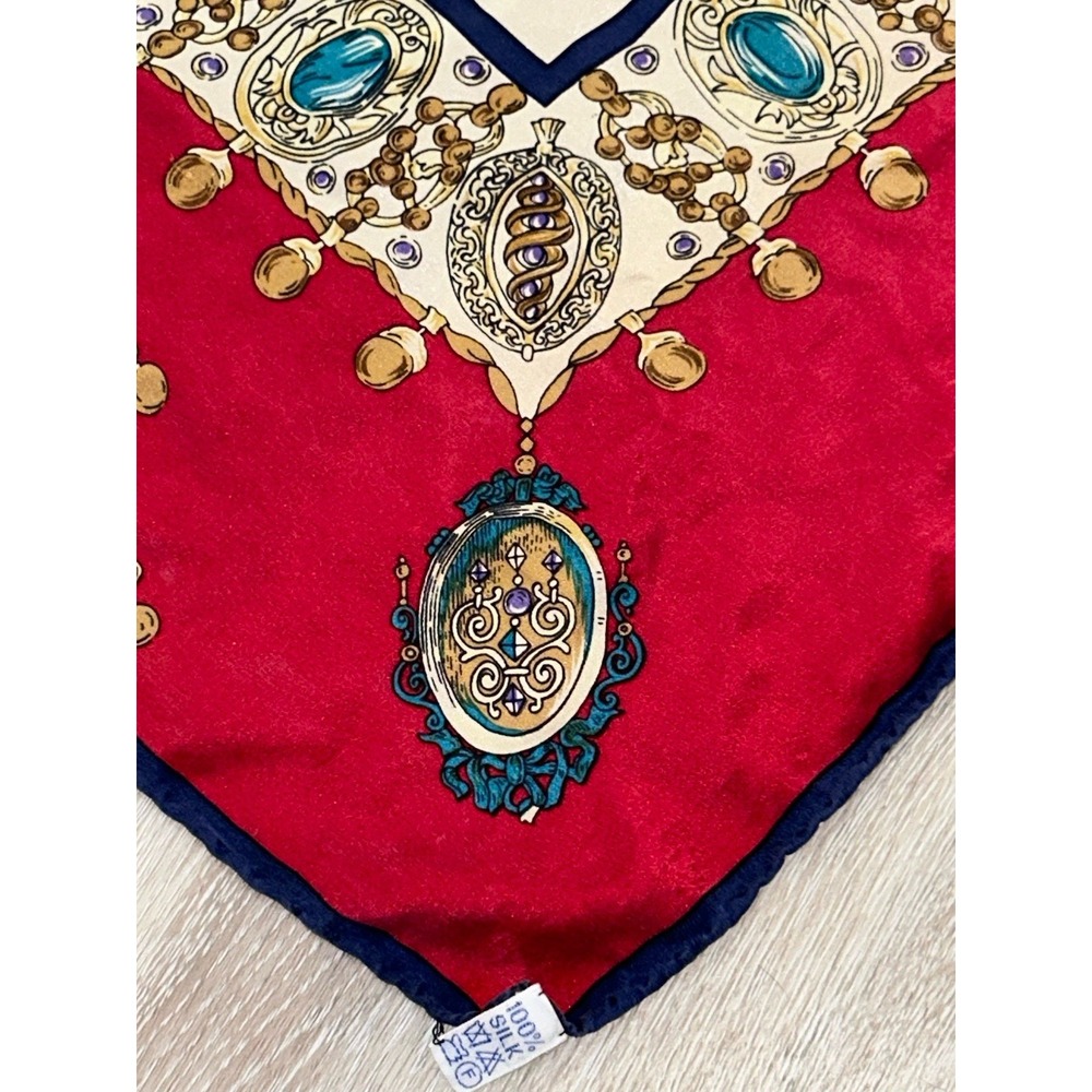 Vintage 100% Silk Scarf Made In Korea Early 90's Hand Rolled 38x40"